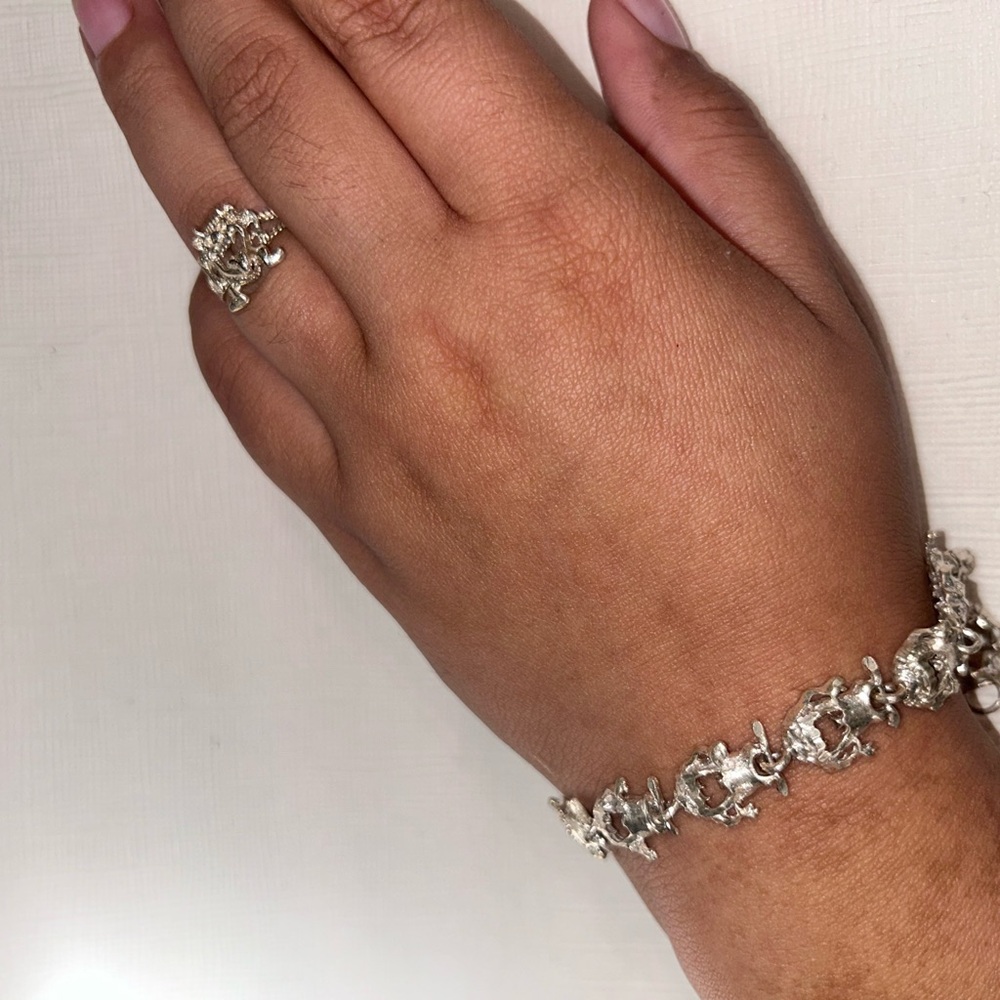 Vintage 90s Taz-Mania set or ring and bracelet sterling silver - Picture 4 of 5